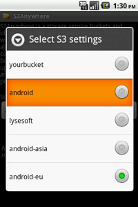 Select S3 settings